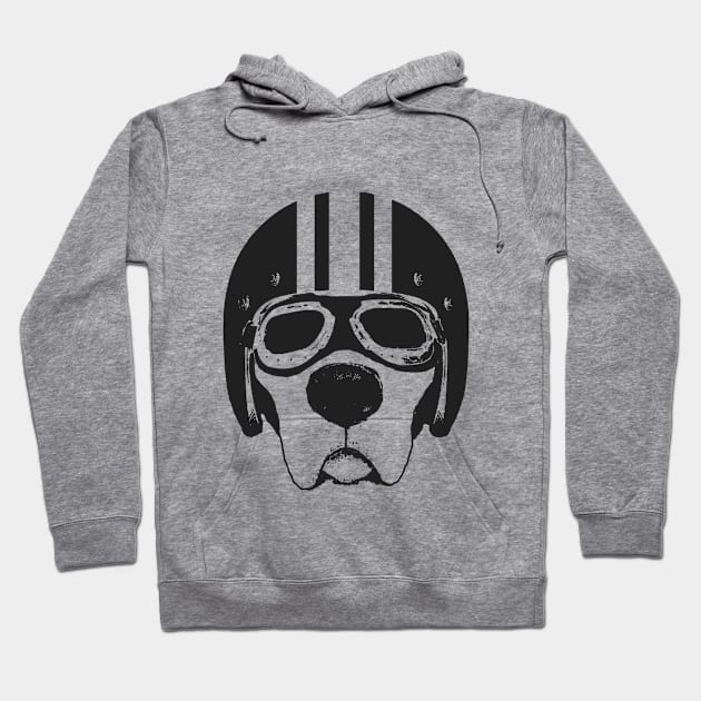 Labrador Retriever Dog in Motorcycle Helmet & Goggles Hoodie by 36Artworks